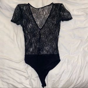 Zara Sheer Lace Black Bodysuit